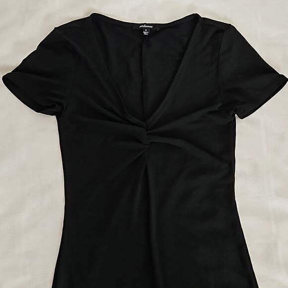 Ambianee Women's V-neck With Ruffled Bodycon Mini Dress Black Small - Picture 13 of 16